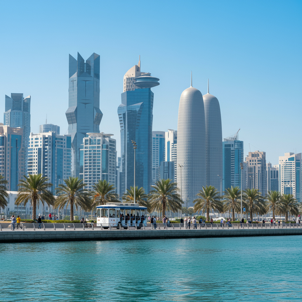 Doha Corniche skyline and waterfront